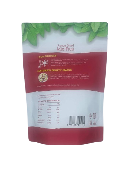 Freeze Dried Mixed Fruits 100g | All-Natural Snack | Apple, Strawberry, Kiwi, Peach, Fig, Banana, Pitaya | No Sugar Added | Vegan & Gluten-Free