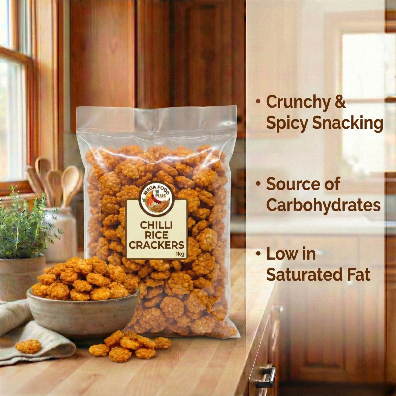Premium Chilli Rice Crackers | Spicy Asian Snack Mix | Crunchy & Hot | (250g-5kg)