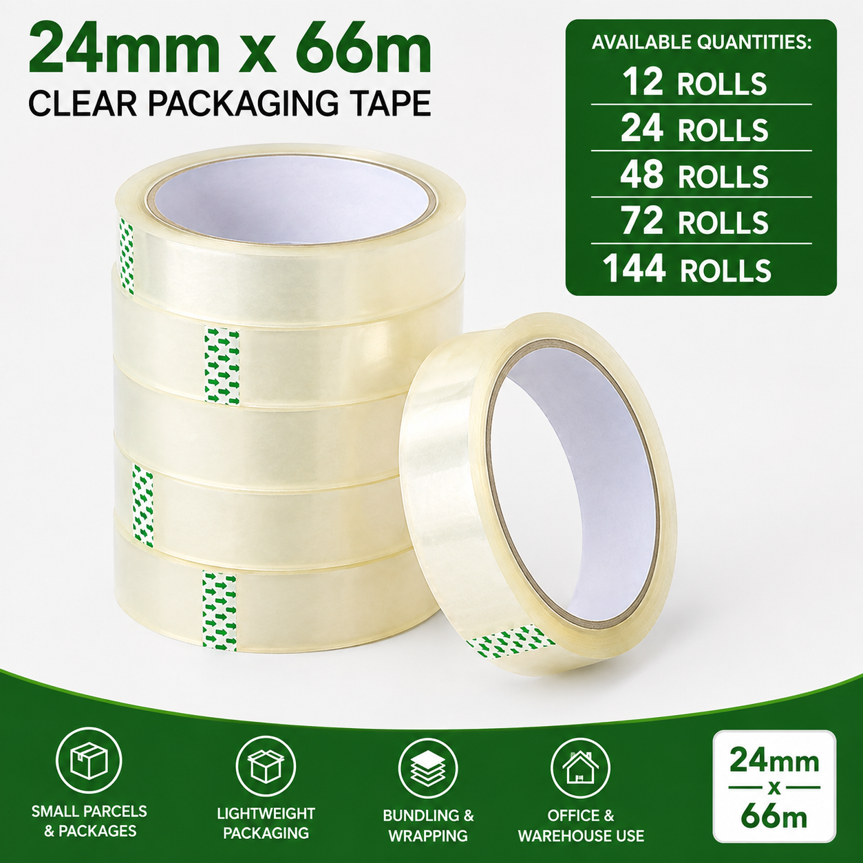 Narrow Clear Tape 24mm x 66m